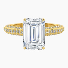 Eternal Radiance 2 Carat Emerald Cut Hidden Halo Moissanite Ring