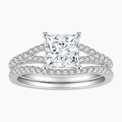 Prinzessinnenschliff quadratischer Moissanit-Ring-Set