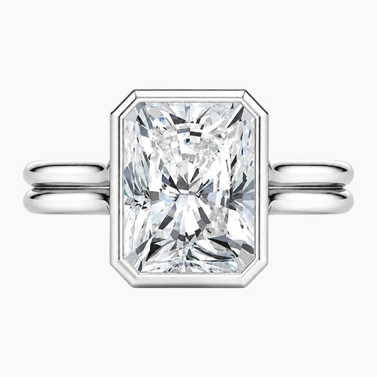 Aurelia Lumière 2 Carat Radiant Cut Moissanite Double Band Ring