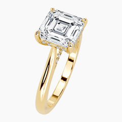 Amélie Écla 2.5 Carat Asscher Cut Moissanite Hidden Halo Tapered Shank Ring