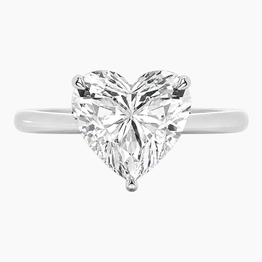 Amélie Écla 2 Carat Heart Cut Moissanite Hidden Halo Tapered Shank Ring