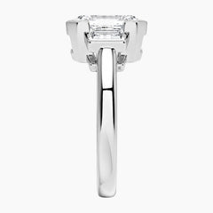 The Arcadian Grace Emerald & Trapezoids Trio Moissanite Ring