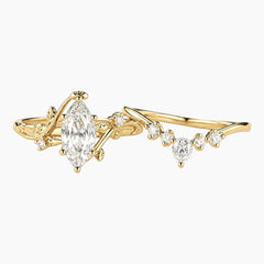 Aurora Crown Luxury Marquise Moissanite Botanical Stacking Set