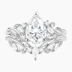 The Aurelia Imperial Botanical Pear-Cut Moissanite Bridal Ring Set