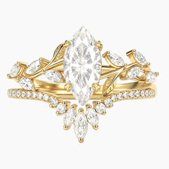 The Sovereign Laurel Marquise Moissanite Bridal Set