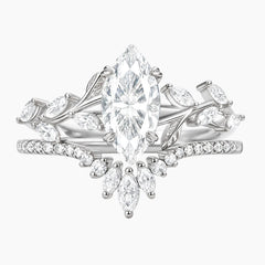 The Sovereign Laurel Marquise Moissanite Bridal Set