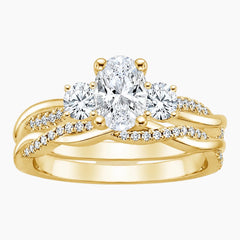 Aurelia Trinity 1 Carat Oval Three Stone Moissanite Ring Set