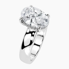 Aveline Oval Cut Hidden Halo Moissanite Ring with 3.5mm Band