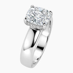 Aveline Elongated Cushion Cut Hidden Halo Moissanite Ring with 3.5mm Band