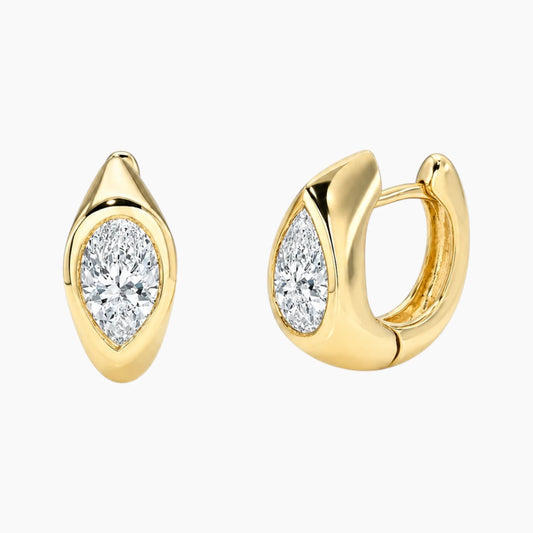 Elowyn Reverse Pear Bezel Moissanite Huggie Earrings