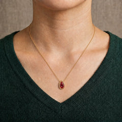 Vespera 2.6 Carat Pear Lab-Grown Ruby Pendant Necklace