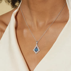 The Astrelle Kite-Cut Lab-Grown Alexandrite Halo Necklace