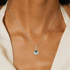 The Mirelle Princess-Cut Lab-Grown Emerald Fan Necklace
