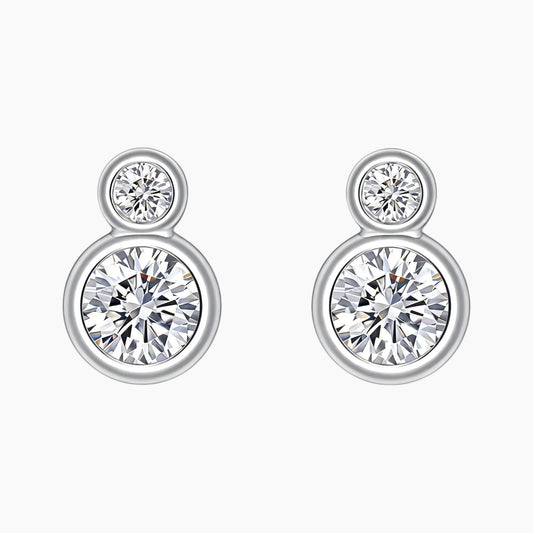 Granule Double Moissanite Stud Earrings