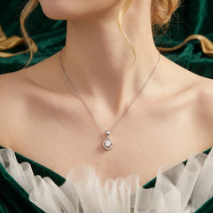 Heart Accent Pear Halo Moissanite Necklace