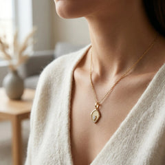 Aurelia Geometric Pear Cut Moissanite Pendant Necklace