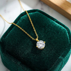 Timeless Brilliance Classic 4-Prong Solitaire Moissanite Necklace