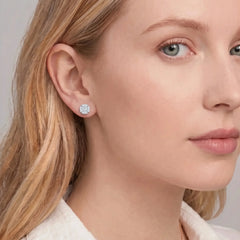 Fiorenne Cushion Moissanite Blossom Stud Earrings
