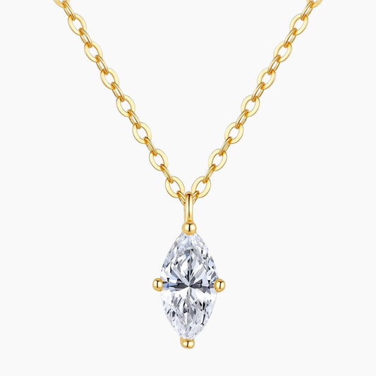 Brilliant Marquise Solitaire Pendant Moissanite Necklace