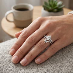 Elysium Marquise Moissanite Crown Ring Set