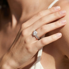 Oval Moissanite Stacking Ring Set