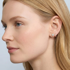 Classic Bezel Set Heart Cut Brilliant Moissanite Stud Earrings