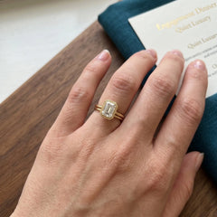 2 Carat French Milgrain Emerald Moissanite Engagement Ring
