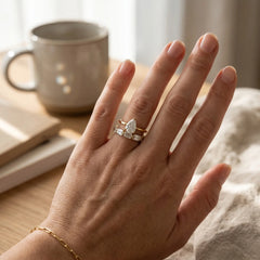 Lumina Deco Luxe Horizontal Emerald Cut Moissanite Ring