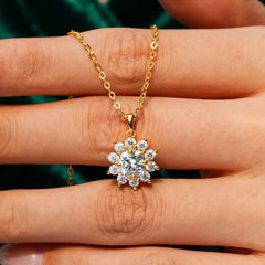 Eternal Halo Sunflower Moissanite Necklace