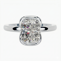 Half Bezel Cushion Moissanite Ring
