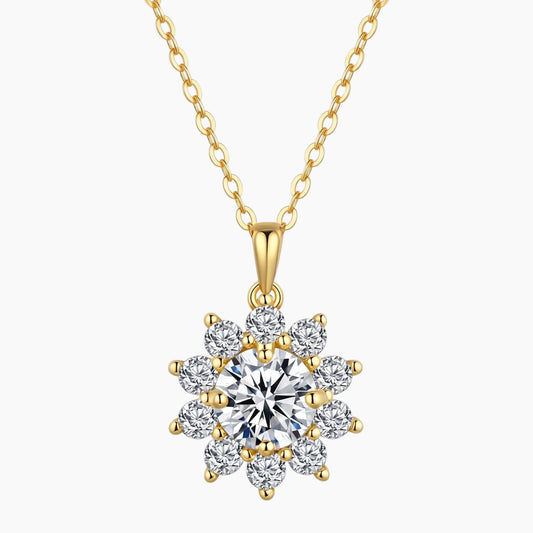 Eternal Halo Sunflower Moissanite Necklace