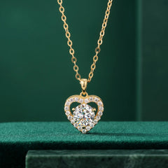 Luxurious 1ct Heart Cut Moissanite Halo Necklace