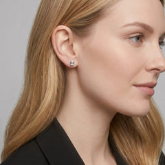 Classic Bezel Set Emerald Cut Brilliant Moissanite Stud Earrings