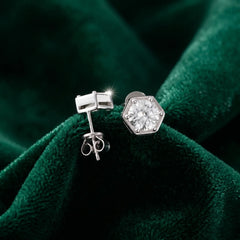 Hexagon Moissanite Stud Earrings