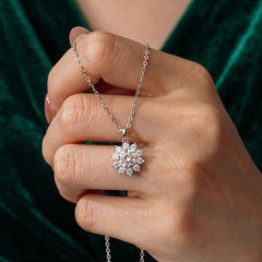 Eternal Halo Sunflower Moissanite Necklace