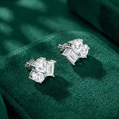Geometric-shaped Moissanite Stud Earrings