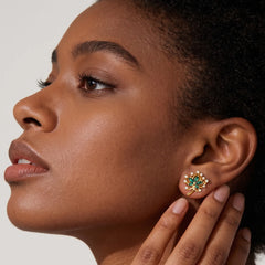 Green Flowers Moissanite Stud Earrings