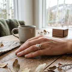 Ethereal Flora Vintage Pear Cut Moissanite Ring Set