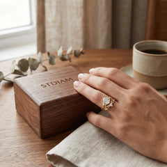 The Aurelia Imperial Botanical Pear-Cut Moissanite Bridal Ring Set