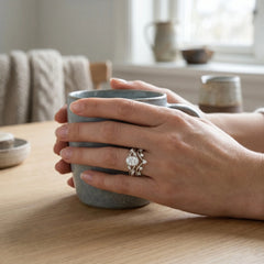 Dawn's Silhouette Intertwined Vine Oval Moissanite Ring Set