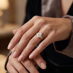 Rosélia 2 Carat Pear Three-Stone Moissanite Ring