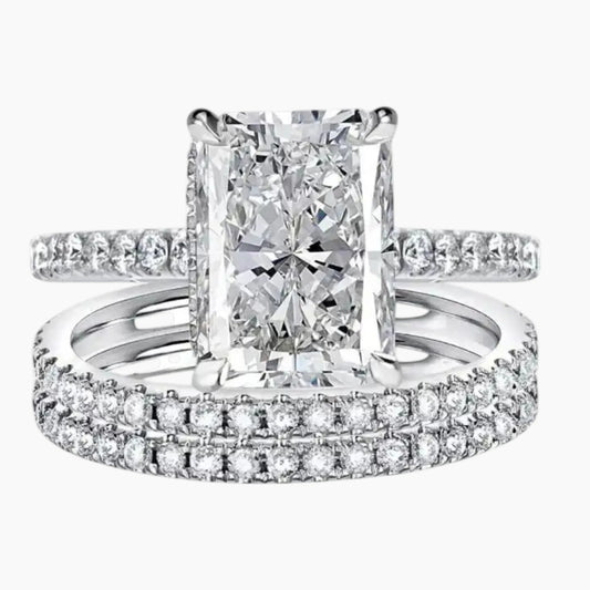 Ice Flower Cut Stack Moissanite Ring Set