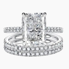 Ice Flower Cut Stack Moissanite Ring Set