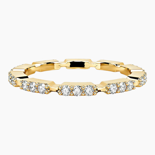 Minimalist Hexagon Pavé Moissanite Ring