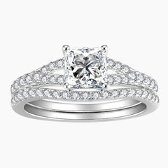 Princess Cut Square Moissanite Ring Set