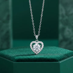 Luxurious 1ct Heart Cut Moissanite Halo Necklace