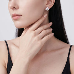 Snowflake Marquise Moissanite Stud Earrings