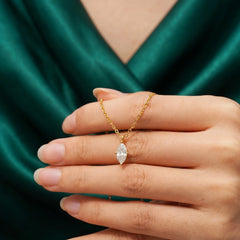 Brilliant Marquise Solitaire Pendant Moissanite Necklace