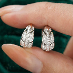 Maple Leaf Moissanite Hoop Earrings