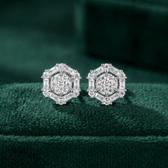 Luxurious Hexagon Moissanite Stud Earrings